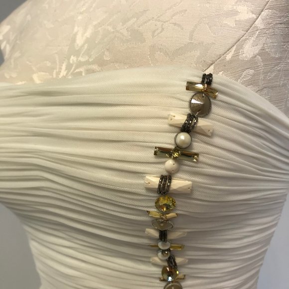 Vintage S Bandage Tulle Bodycon Dress White Cream - Picture 8 of 12